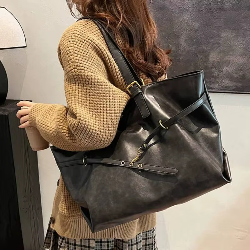Sac fourre-tout Vintage marron de grande capacité