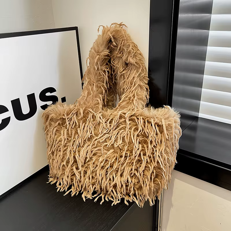 Sac à main en fausse fourrure pour femmes