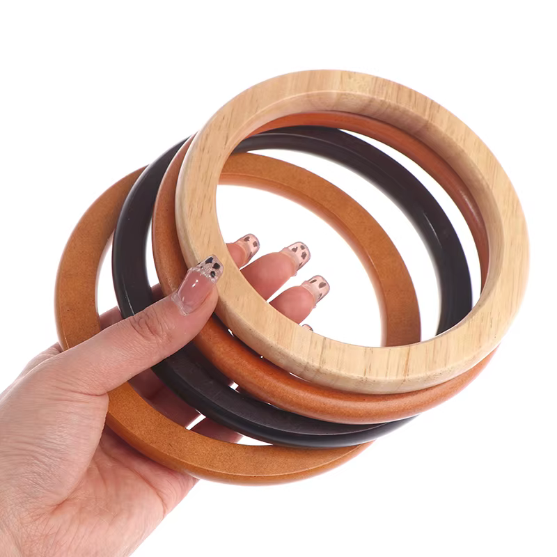 Poignée de Sac Ronde en Bois, Accessoire de Racine, Circulaire, Environnemental