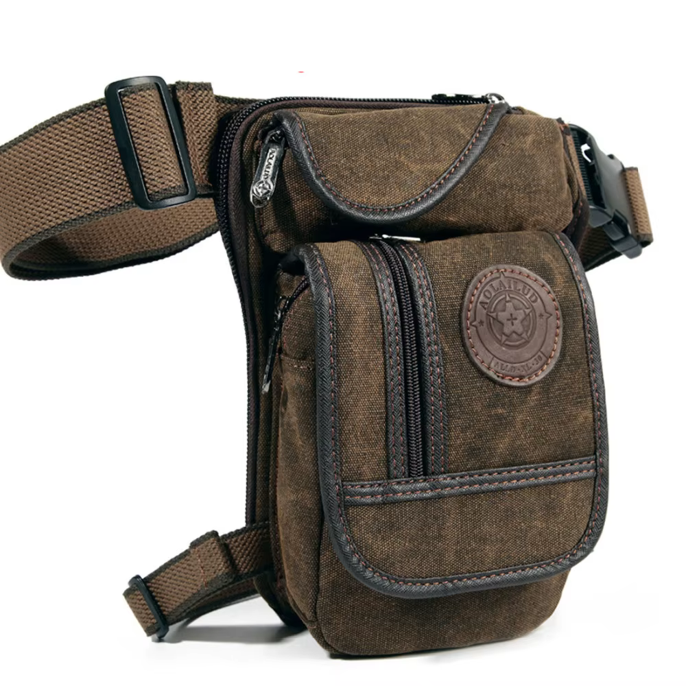 Hommes goutte jambe sac taille Fanny Pack moto cavalier tactique militaire messager bandoulière Sports de plein air mâle ceinture hanche Bum sacs