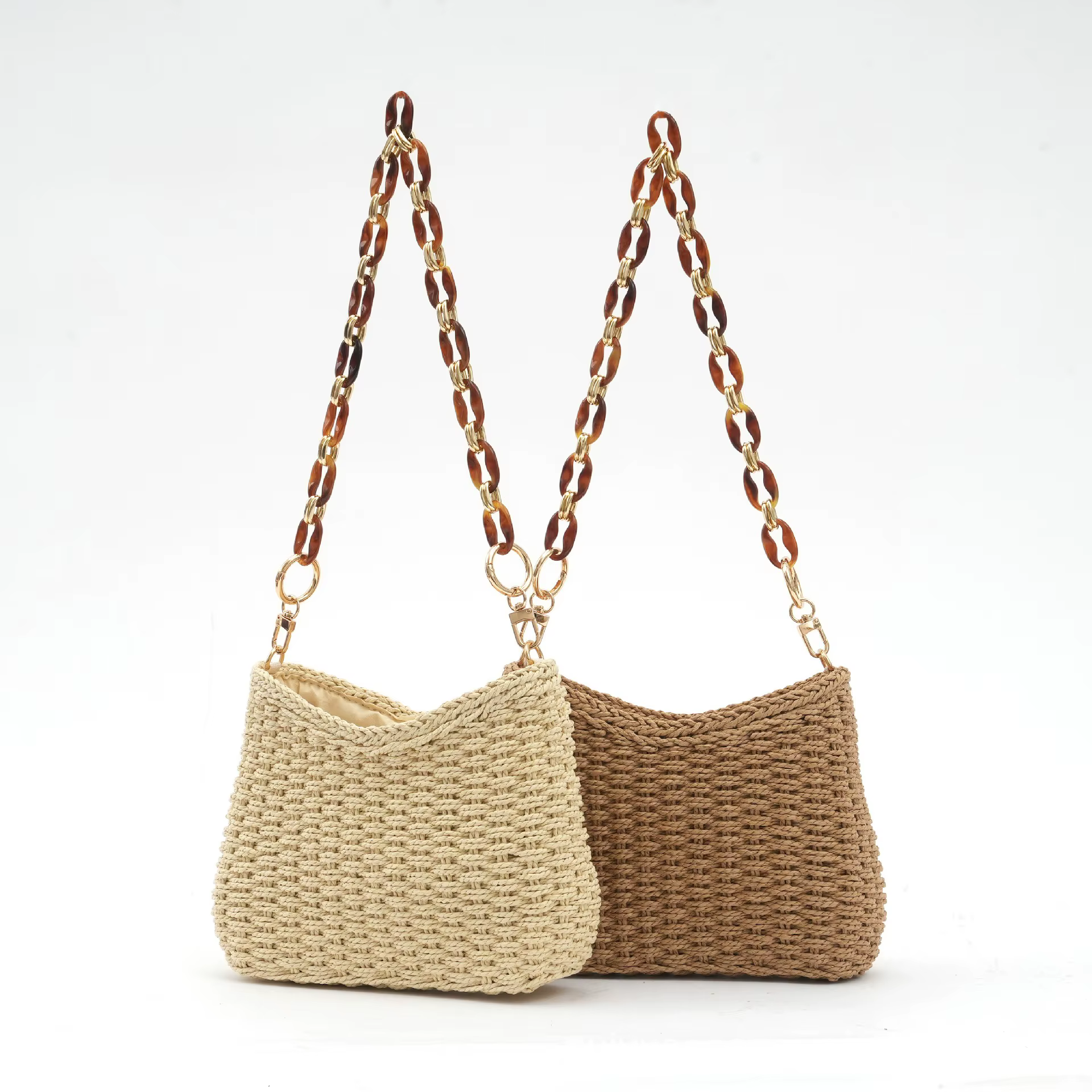 Sac tissé en paille rétro pour femmes