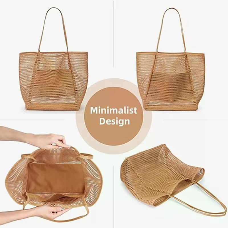 Sac fourre-tout d'été en maille respirante pour femme, sac à bandoulière léger