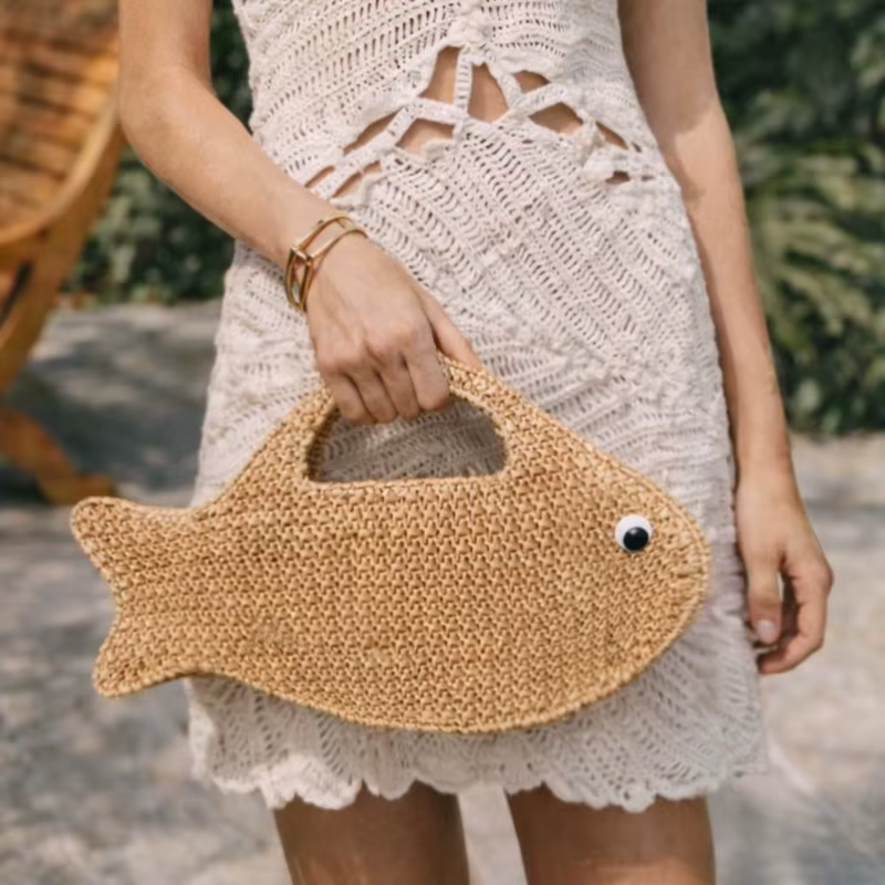 Sac en paille de raphia tressé