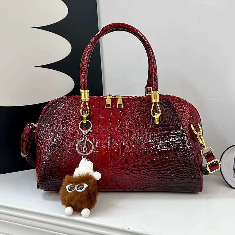 Sac à main classique en cuir de Crocodile noir pour femmes