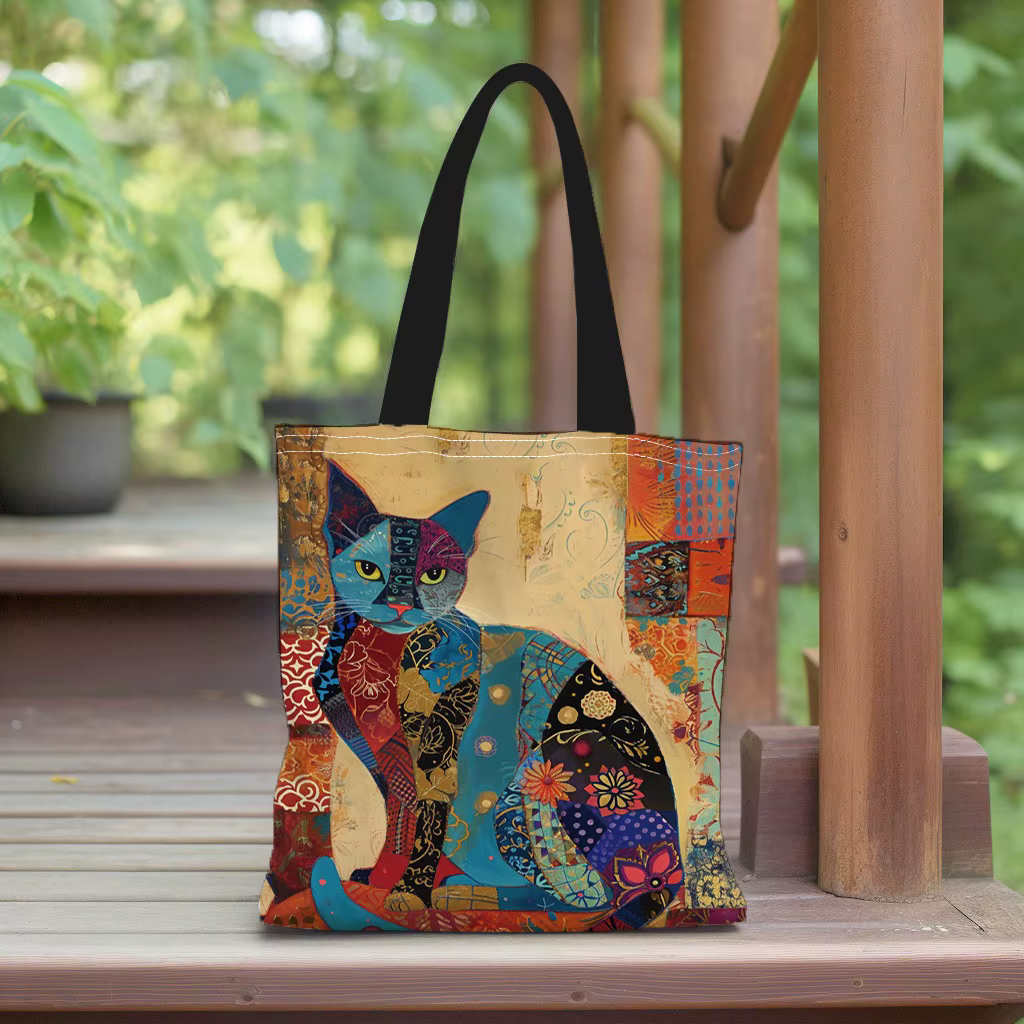 Sac fourre-tout à motif de chat floral