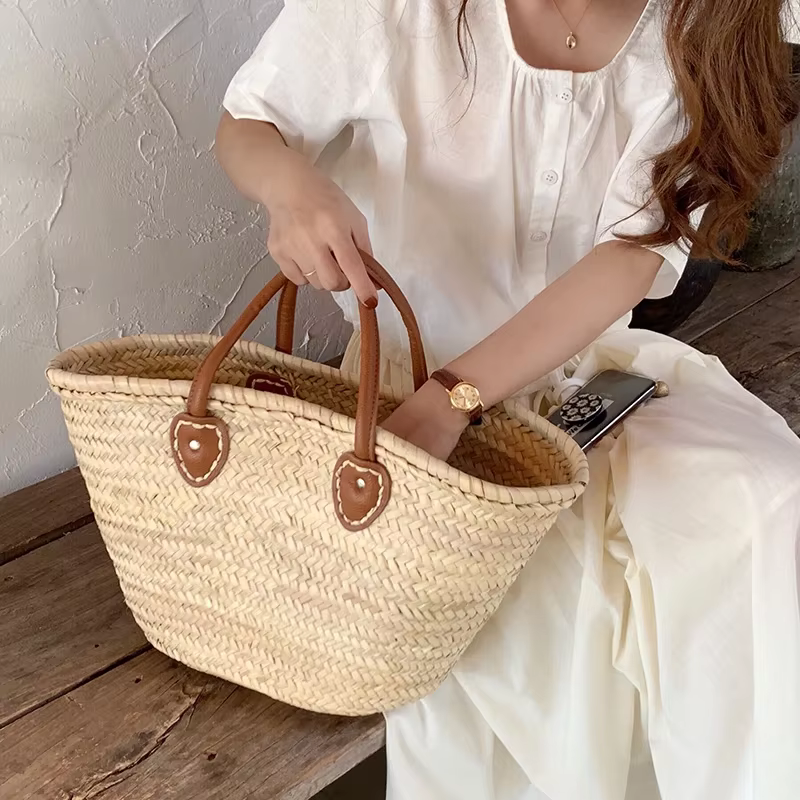 Sacs de plage pour femmes d'été sac de paille grand voyage raphia