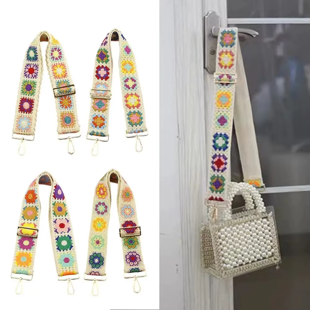 Nouvelle mode Crochet fleur sac sangle large réglable sac à bandoulière