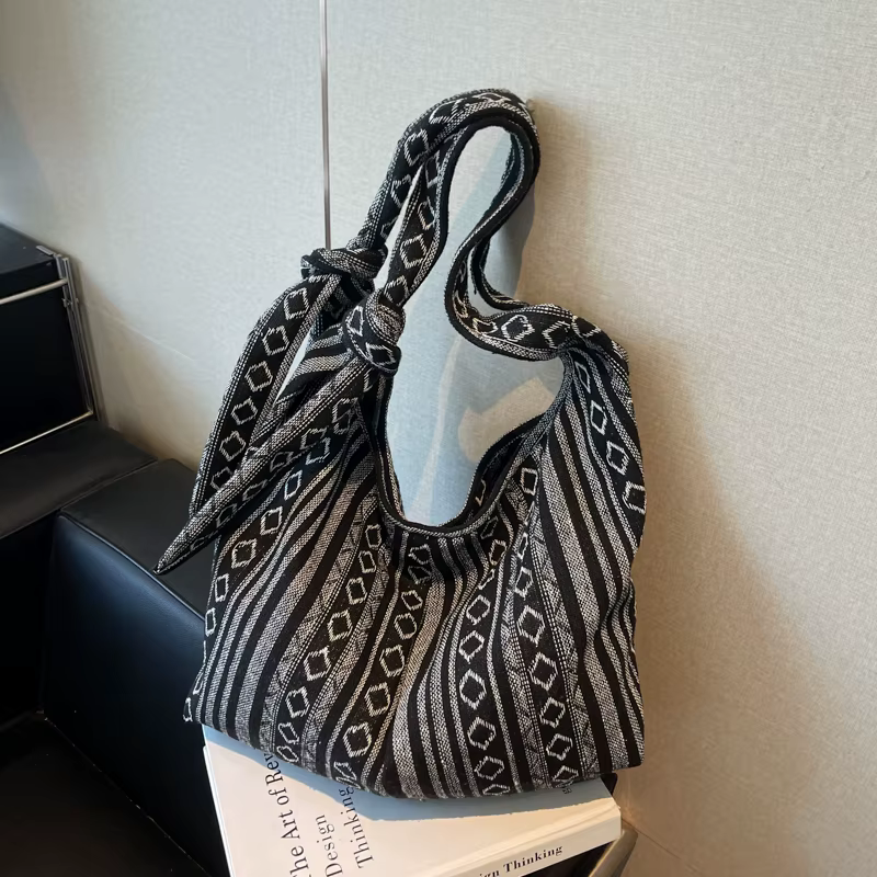 Toile rayure ethnique mode fourre-tout sacs Design Sense grande capacité 2025 haute qualité