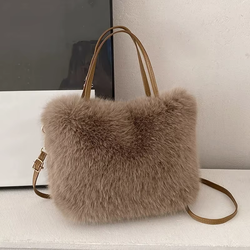 Sac fourre-tout en fausse fourrure pour femmes