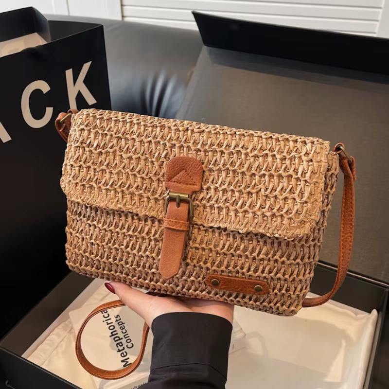 Nouveau sac à bandoulière en paille à la mode pour femmes