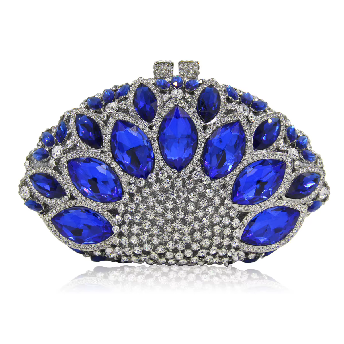 Pochette minaudière avec pierres bleu marine