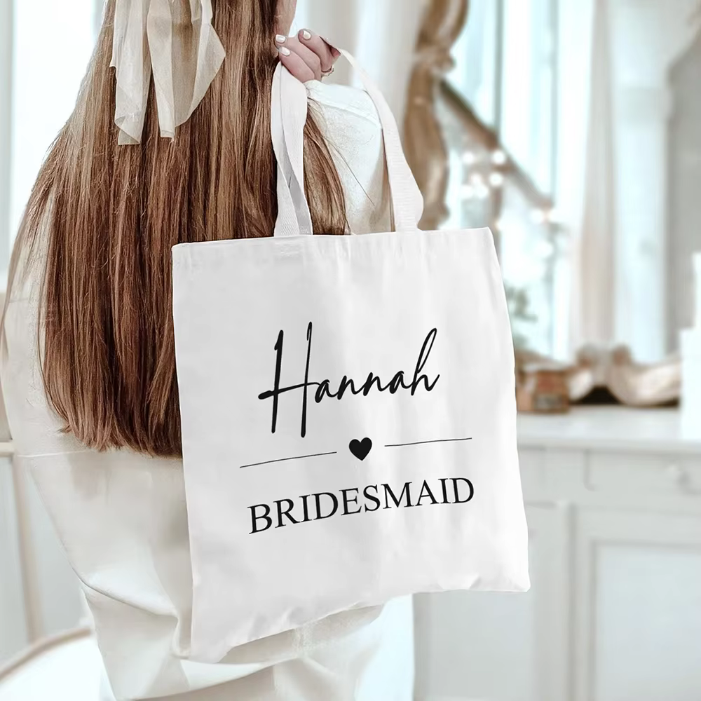 Sac fourre-tout en toile de mariage personnalisé