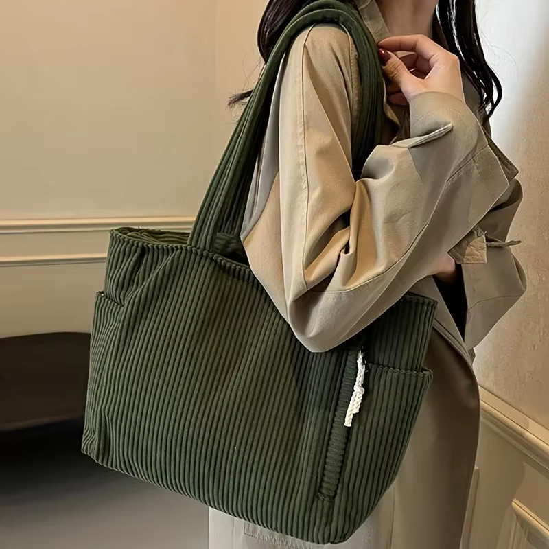 Sac à main quotidien en velours côtelé