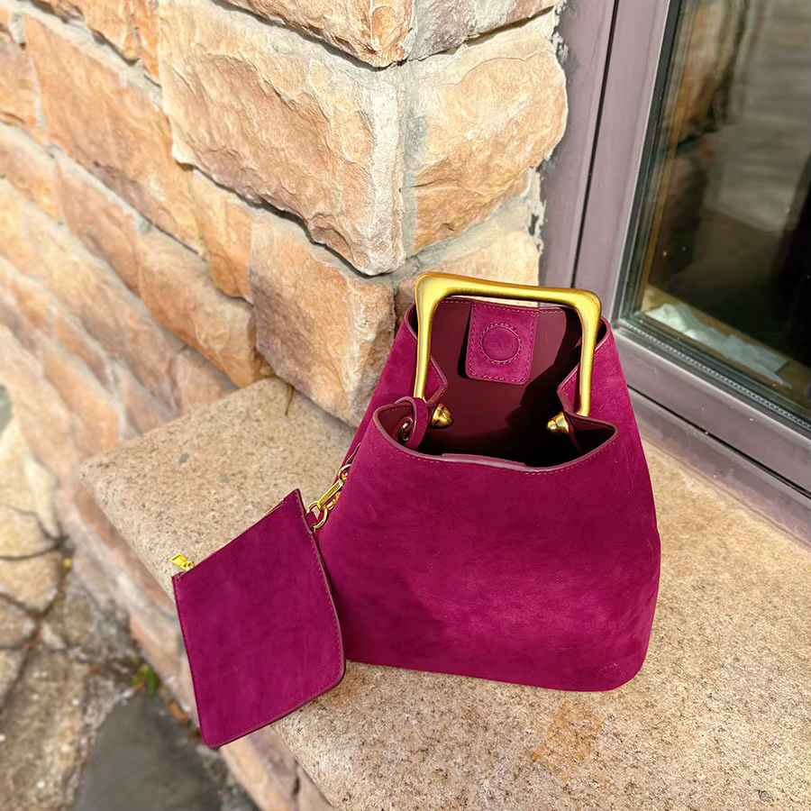 Véritable daim cuir femmes épaule bandoulière seau sac de luxe concepteur Ladeis petit sac à main pour femme peau de