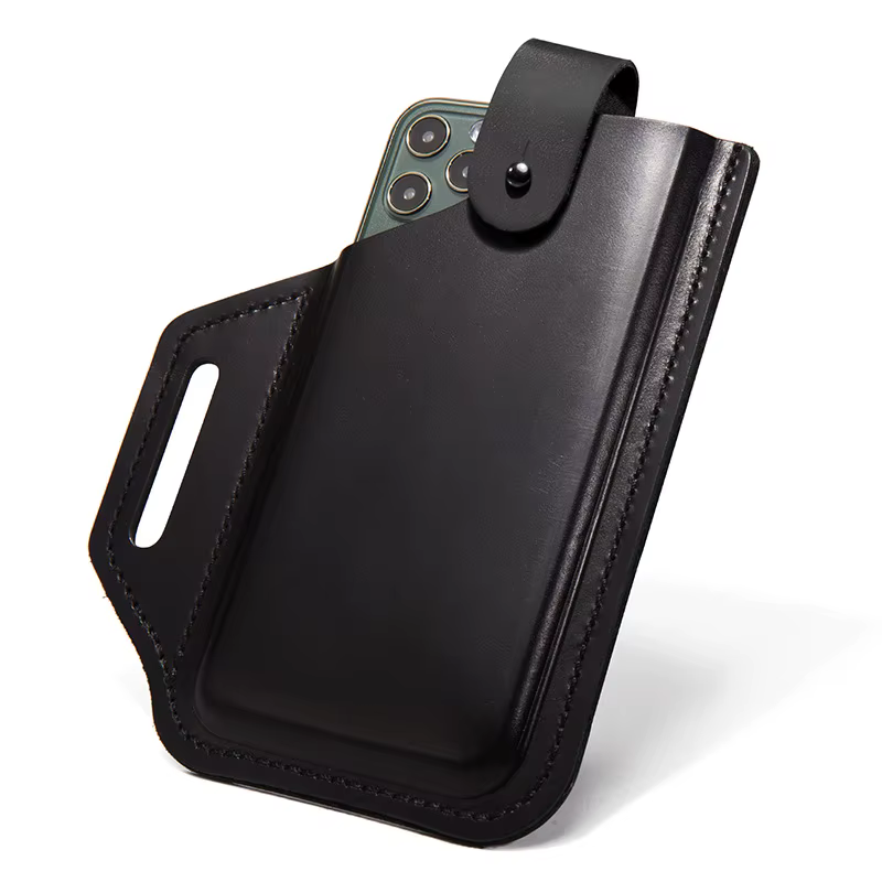 Étui en cuir véritable pour téléphone en poudre
