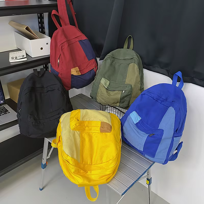 Sac à dos en toile à panneaux pour femmes