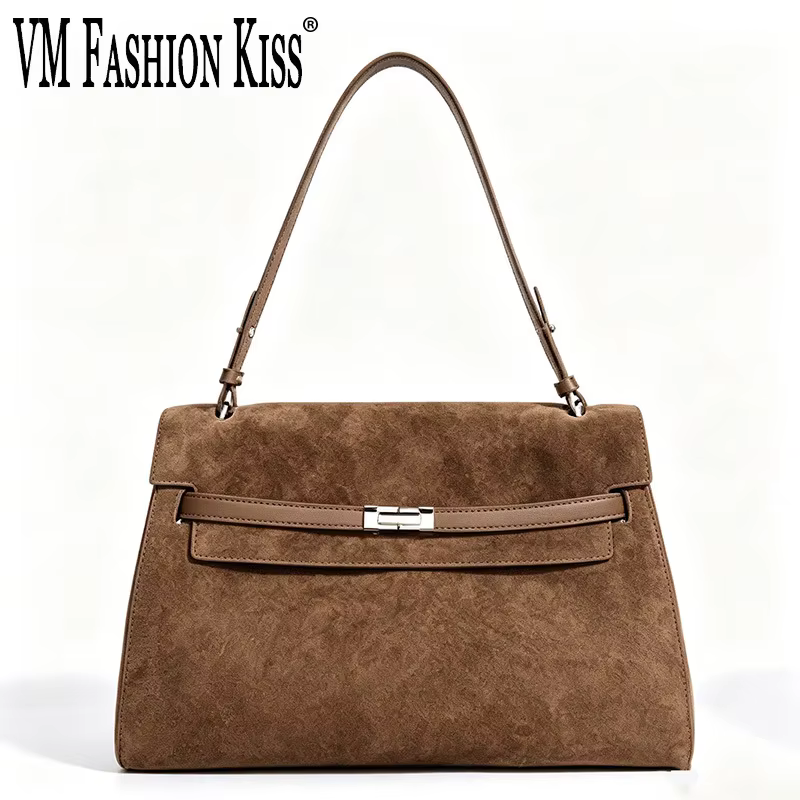 Sac à main en cuir véritable suédé pour femme