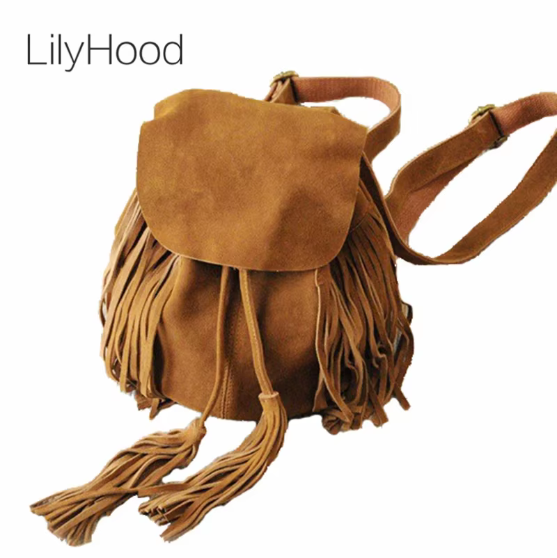 Petit sac à dos en cuir suédé véritable pour femme