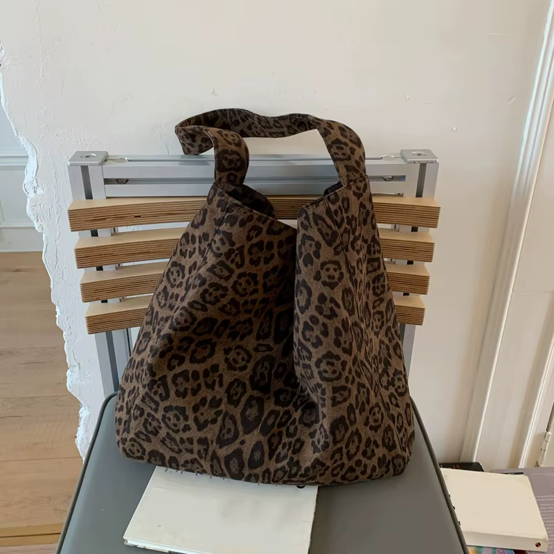 Sacs à bandoulière Vintage léopard en daim pour femmes