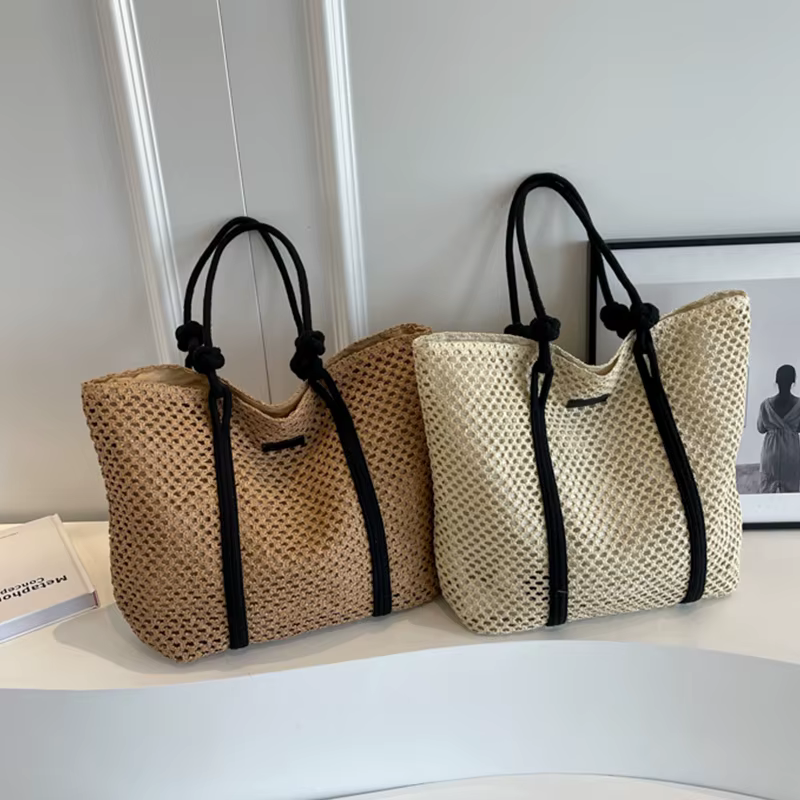 Sac à main élégant en paille tissé pour femmes