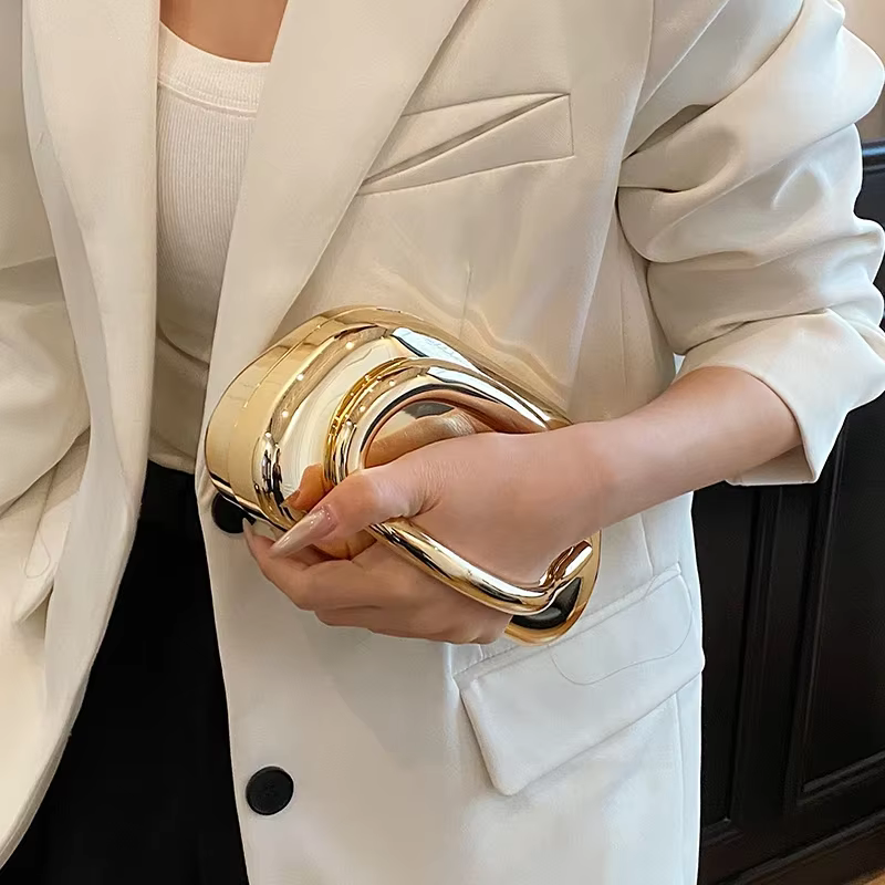 Boîte de fermeture en or pochette femmes soirée de mariage mignon sac à main sac