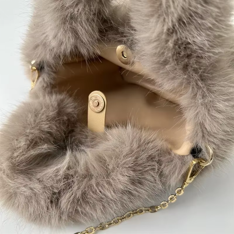 Sac à Main de Luxe en Fausse Fourrure pour Femme