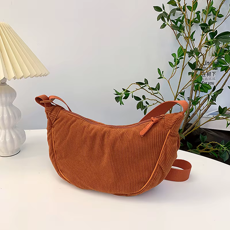 Sac à bandoulière Hobos en velours côtelé pour femmes