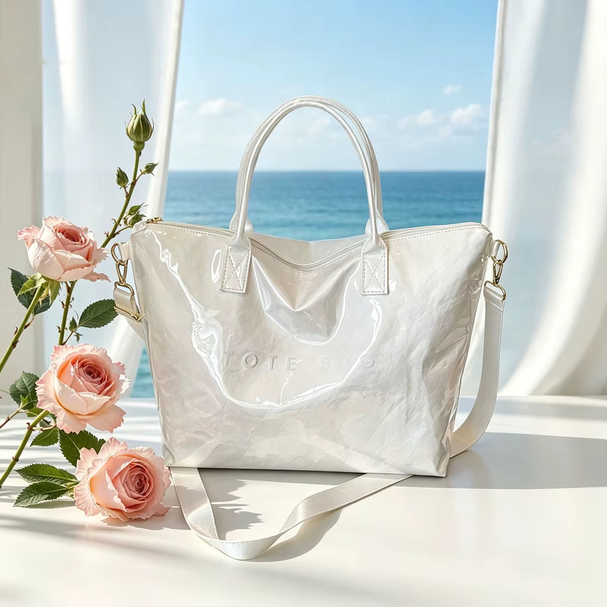 Sac fourre-tout transparent en PVC grande capacité tendance personnalisé