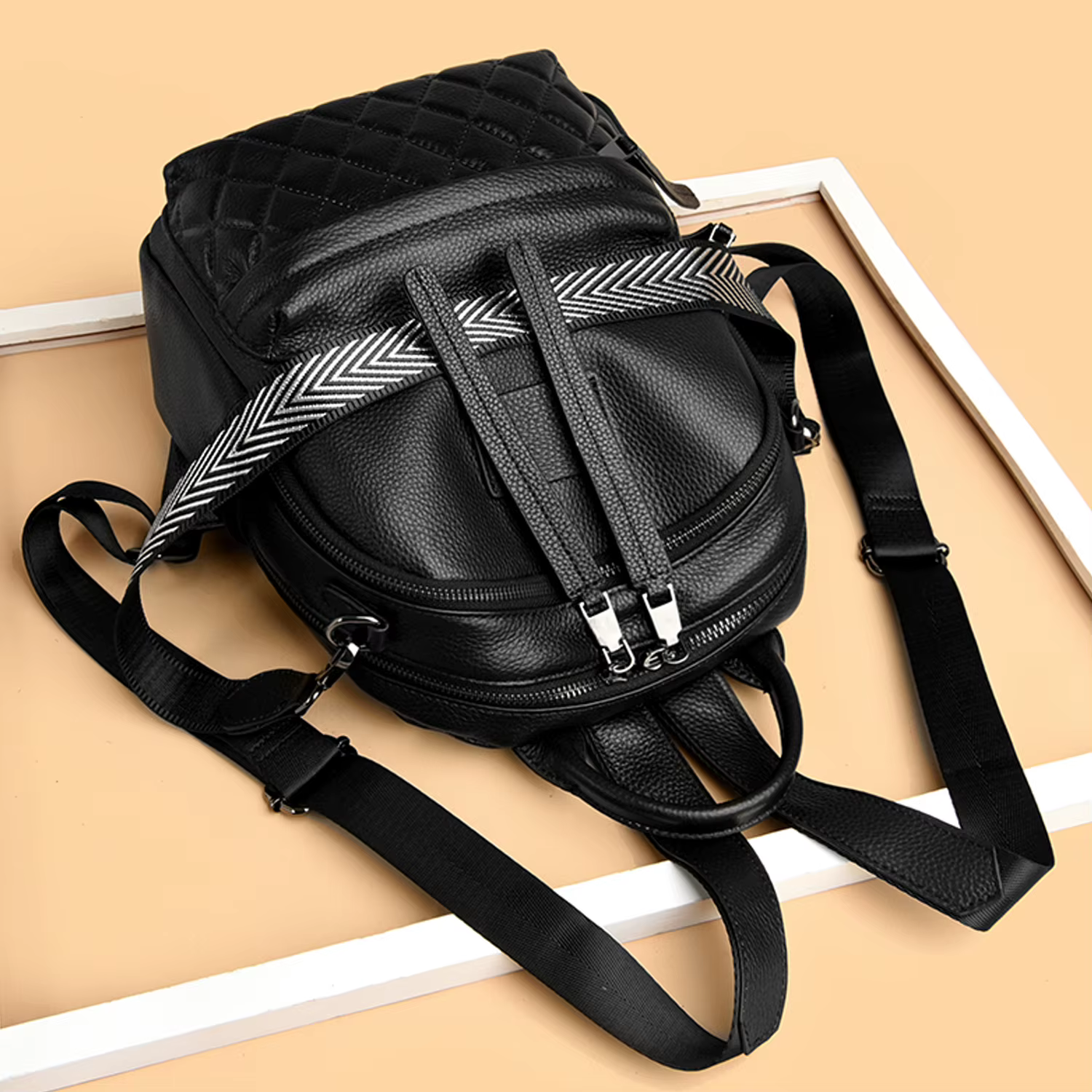 Sac à dos classique en cuir véritable pour femmes