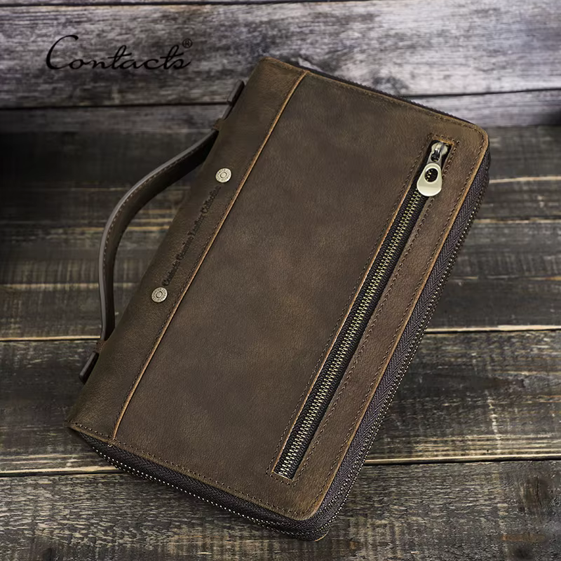 Contact – pochette en cuir véritable pour homme