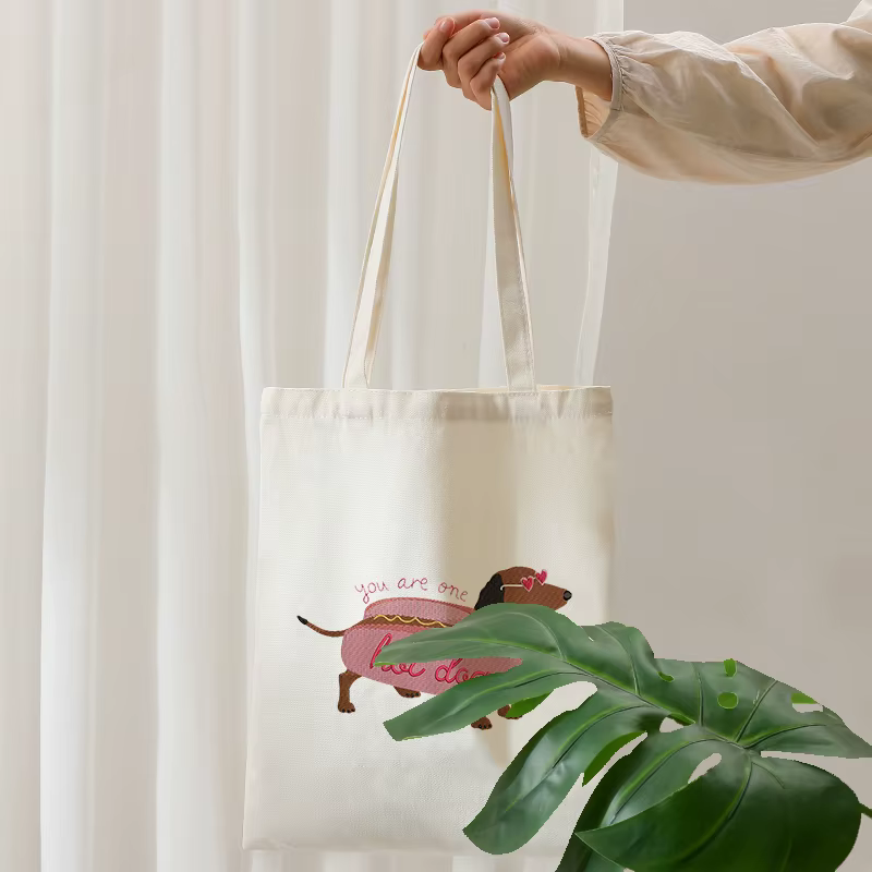 Sacs fourre-tout brodés à motif de chien Leon pour femmes et filles