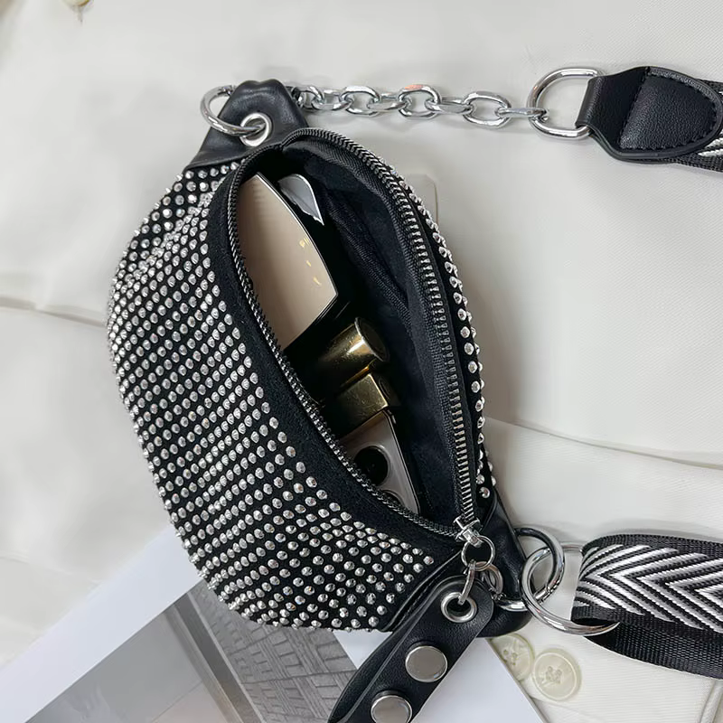 Designer Lady taille sac 2025 nouveau sac de poitrine mode Fanny pack téléphone sac à main femme ceinture sac rétro diamant épaule sacs à bandoulière