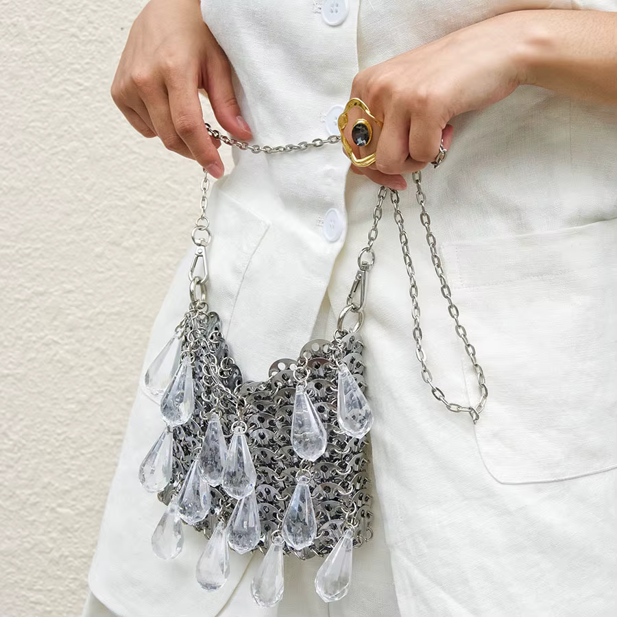Sac bandoulière vintage en métal à sequins