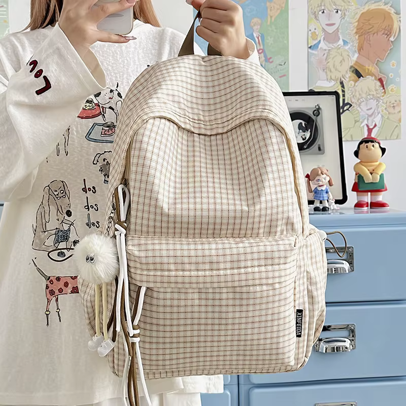 Sac à dos de voyage à motif quadrillé original