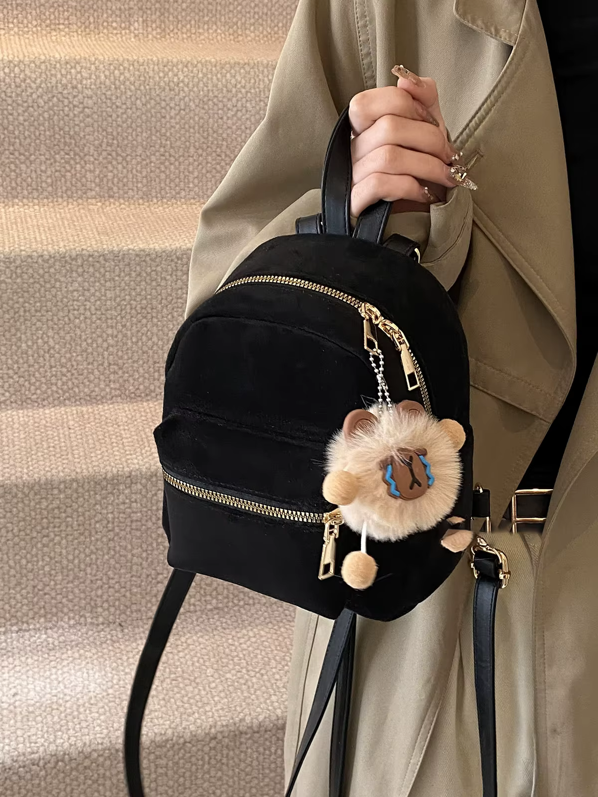 Sac à dos rétro décontracté en daim pour femmes