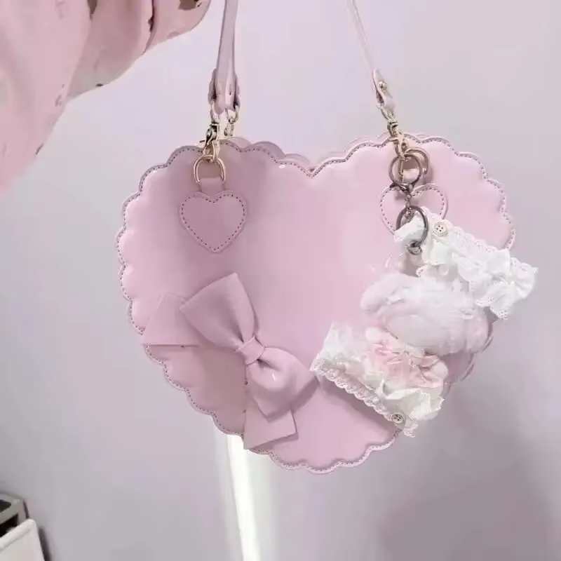 Sacs à main Lolita en forme de cœur en PU pour filles