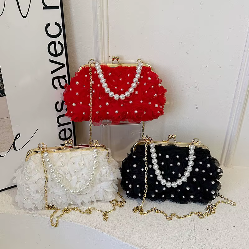 Sac de soirée à fleurs de Rose pour femmes