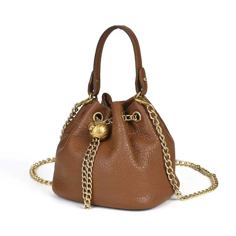 Sac LD-Soft en cuir polyvalent pour toutes saisons, doux et féminin. Sac à main en peau de vache à couche supérieure, sac seau à bandoulière unique