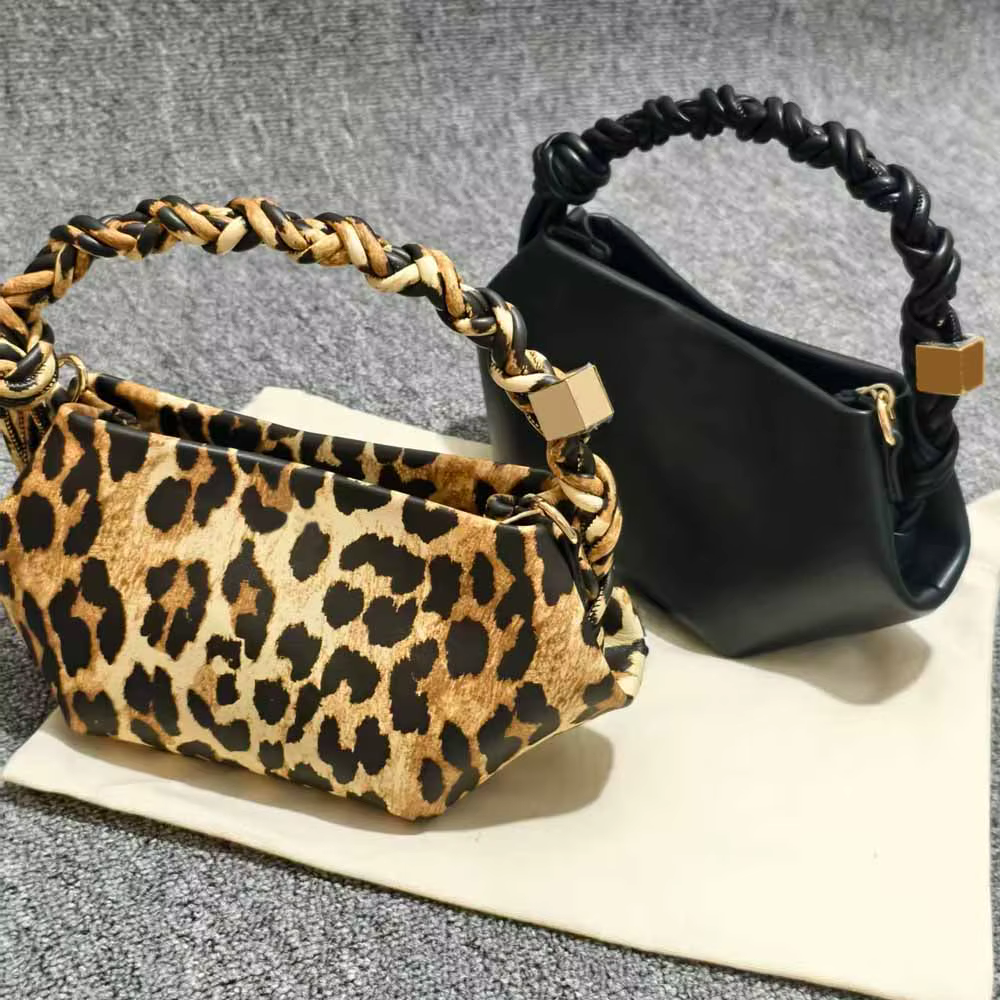 Mini Sac à Main Hexagonal Tressé en Cuir pour Femme
