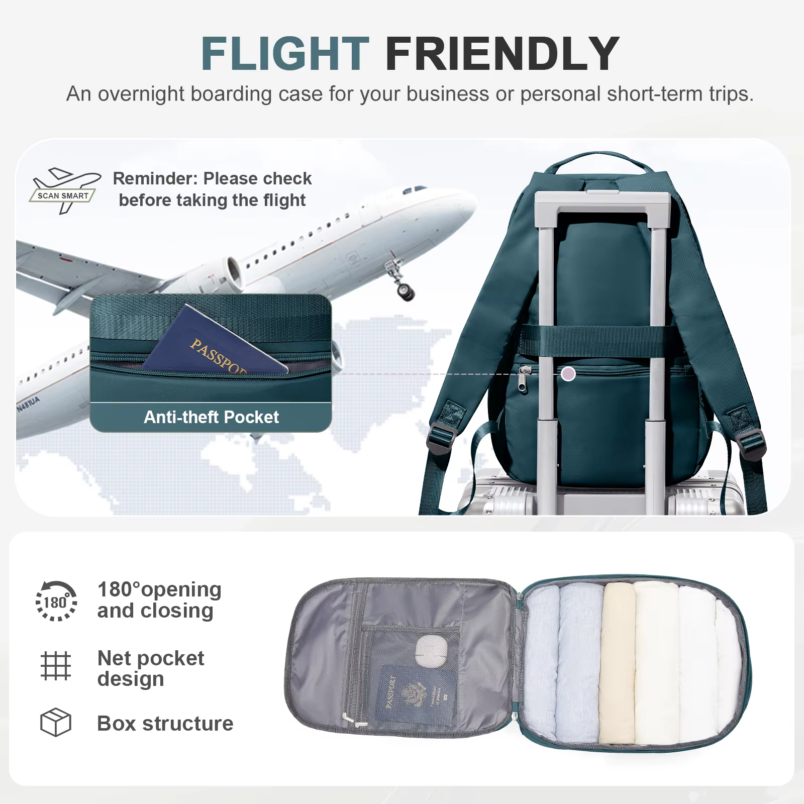 Sac à dos de bagage à main d'avion pour sac de cabine Ryanair 40x20x25