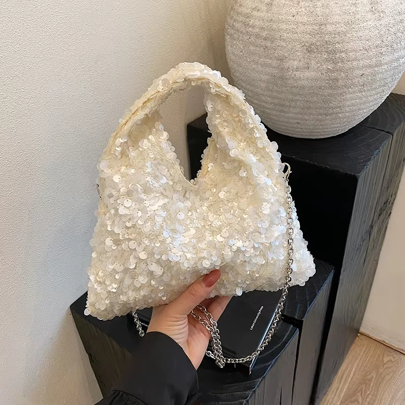 Sac à bandoulière carré à paillettes brillantes pour femmes