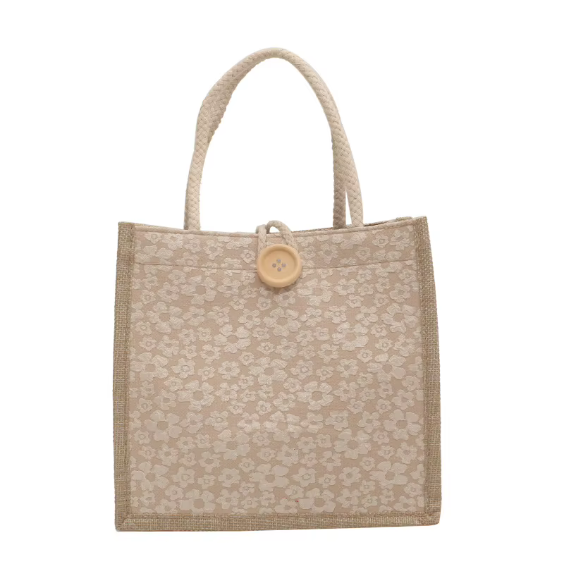 Sac à main en lin à fleurs pour femmes