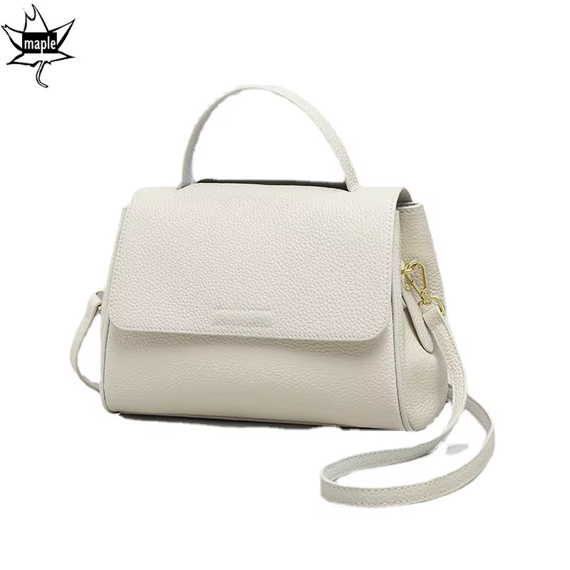 Sac messager beige blanc à 2 sangles pour femme