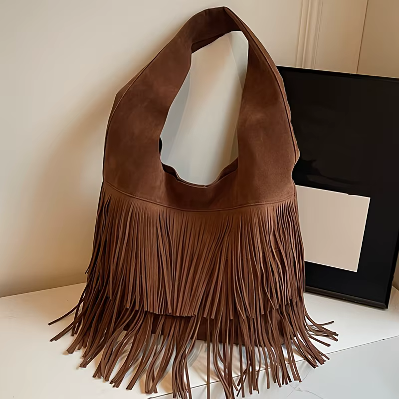 Sac fourre-tout à franges pour femme Perfect Lily avec fermeture et détails festonnés