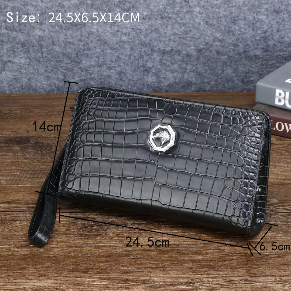 Pochette en cuir véritable pour hommes