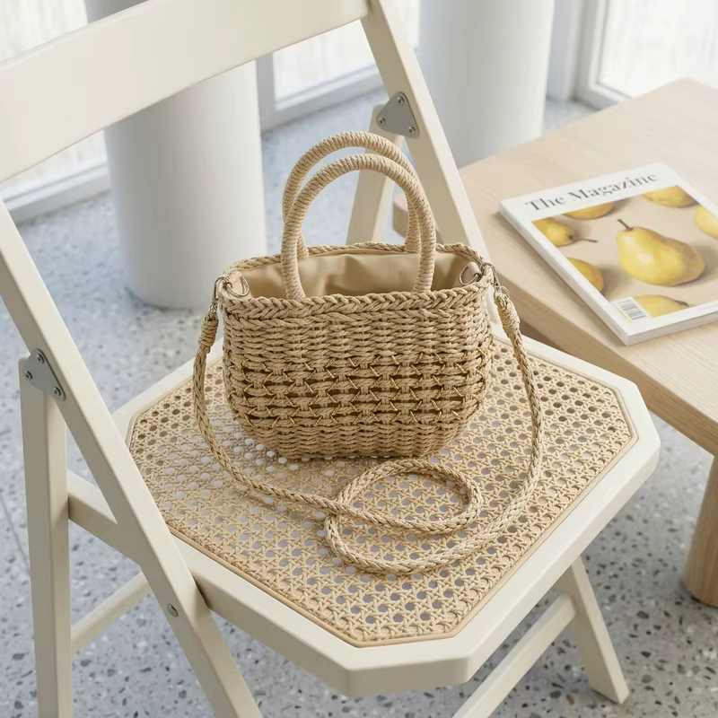 Sac de plage décontracté en paille tressée de luxe pour femme 2026