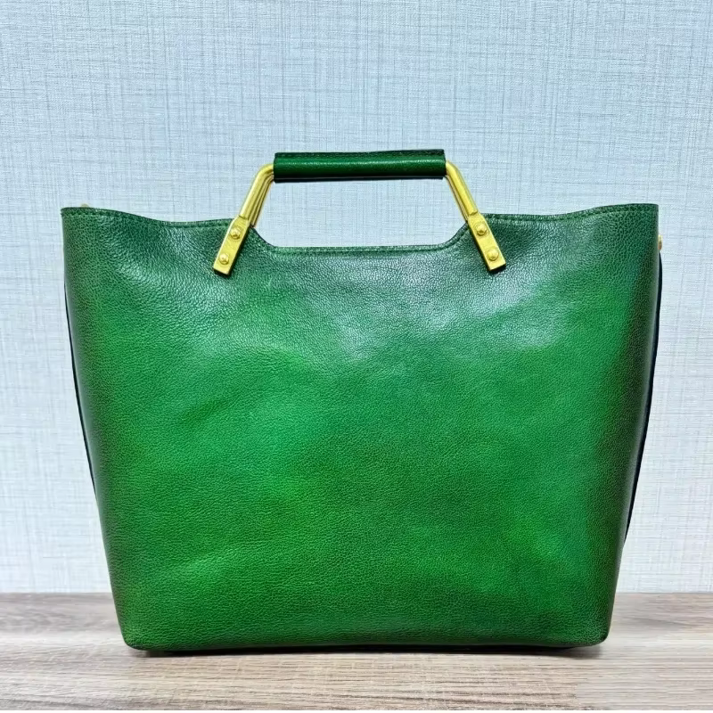 Sac seau en cuir vert de luxe de marque