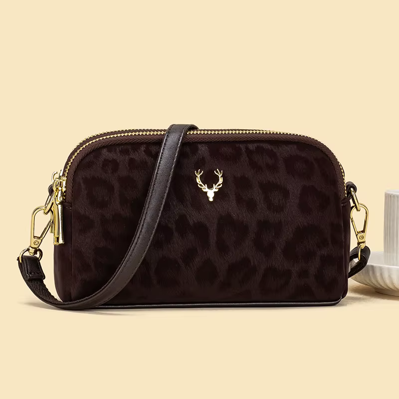 Sac à bandoulière simple imprimé léopard pour femmes