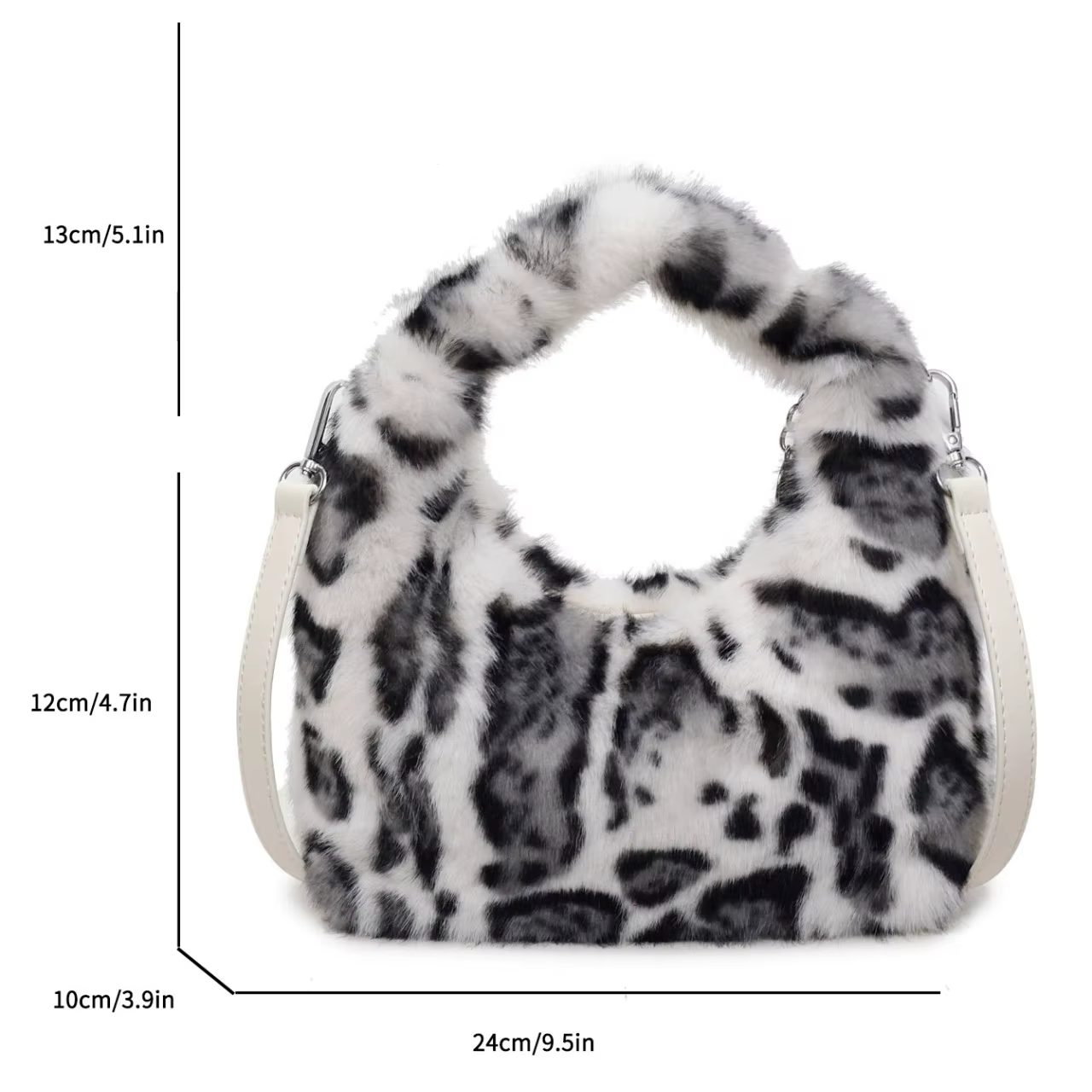 Pochette de soirée de luxe en fausse fourrure léopard