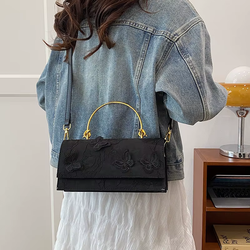Sacs 2025 nouvelle Collection forêt douce fille mode dentelle papillon Style occidental simple épaule chaîne petit sac